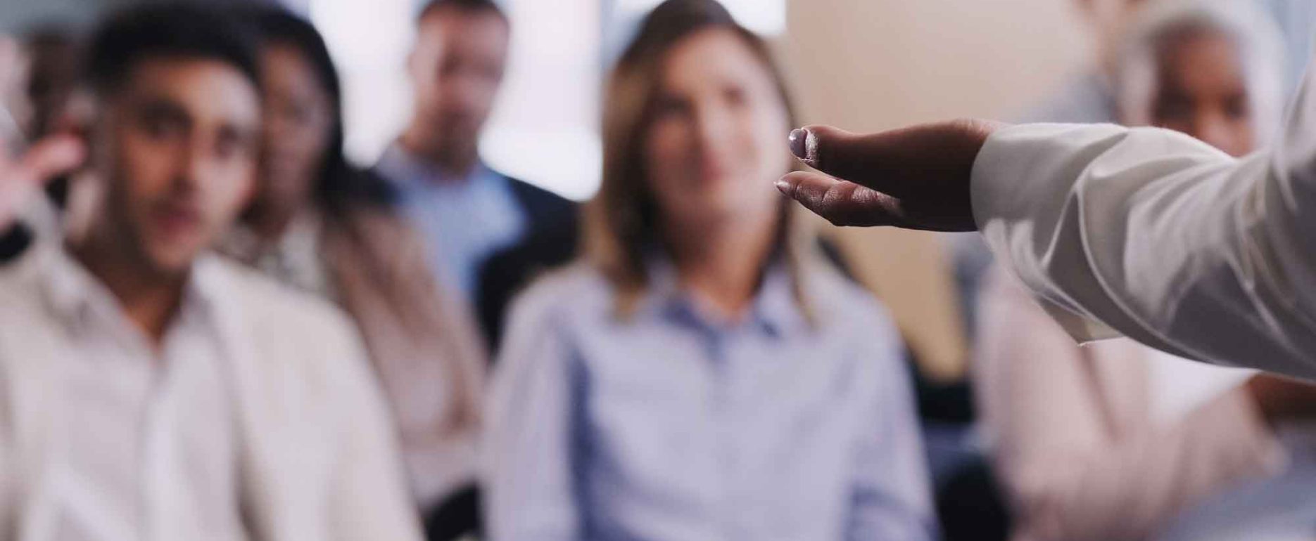 Closeup shot of an business person delivering a presentation during a conference