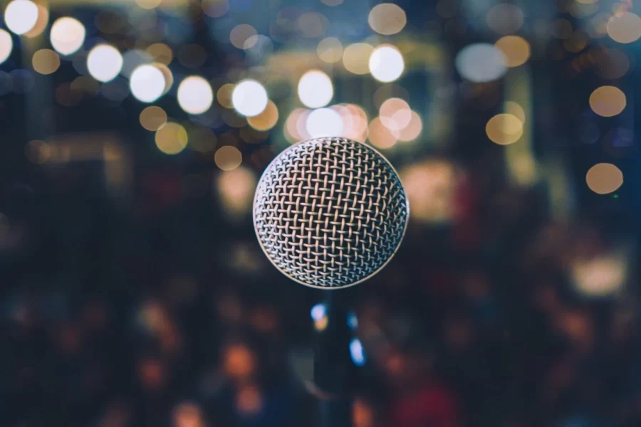 Close-up microphones in conference meeting room